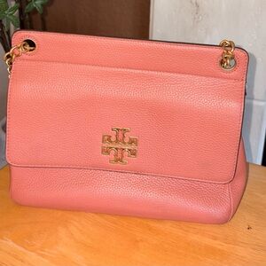 Tory Burch Pink Britten Flap Leather Shoulder Bag